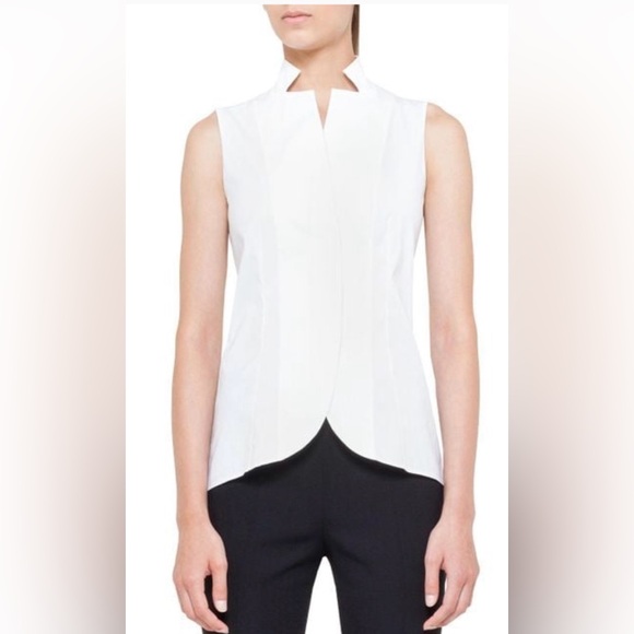 Akris Architecture Collection Stand-collar Blouse in White- Size 2 - NWT - Picture 4 of 16